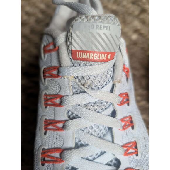 Nike Lunarglide 4 + H2O Repel Womens Gray Salmon Lace Up Running Shoes Size 8 - Picture 9 of 11